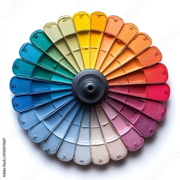 Obraz Colorful paint swatches arranged in a circular pattern showcasing various shades from blue to red