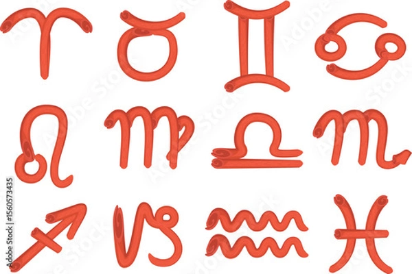 Fototapeta red color pipe pattern abstract zodiac signs