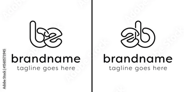 Fototapeta Letters BZ and ZB Monogram Line Logo, suitable for any business with ZB or BZ initials