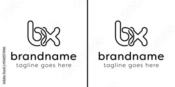 Fototapeta Letters BX and XB Monogram Line Logo, suitable for any business with XB or BX initials