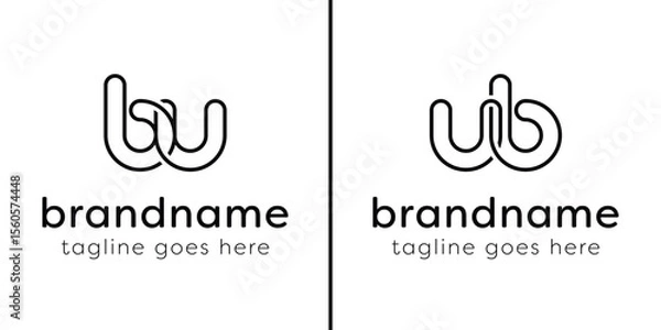 Fototapeta Letters BU and UB Monogram Line Logo, suitable for any business with UB or BU initials
