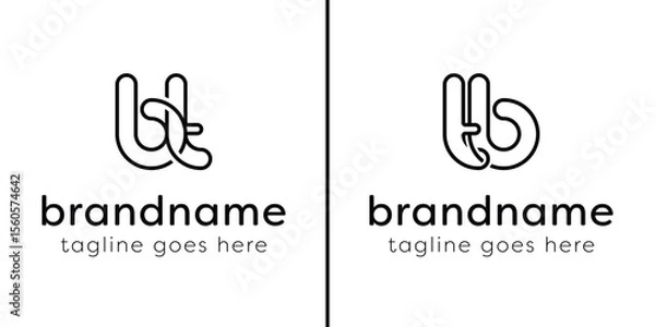 Fototapeta Letters BT and TB Monogram Line Logo, suitable for any business with TB or BT initials