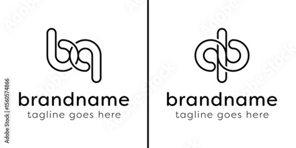 Fototapeta Letters BQ and QB Monogram Line Logo, suitable for any business with QB or BQ initials