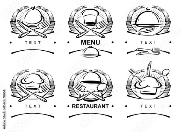 Fototapeta Restaurant label and icon set. Collection icon restaurant. Vector