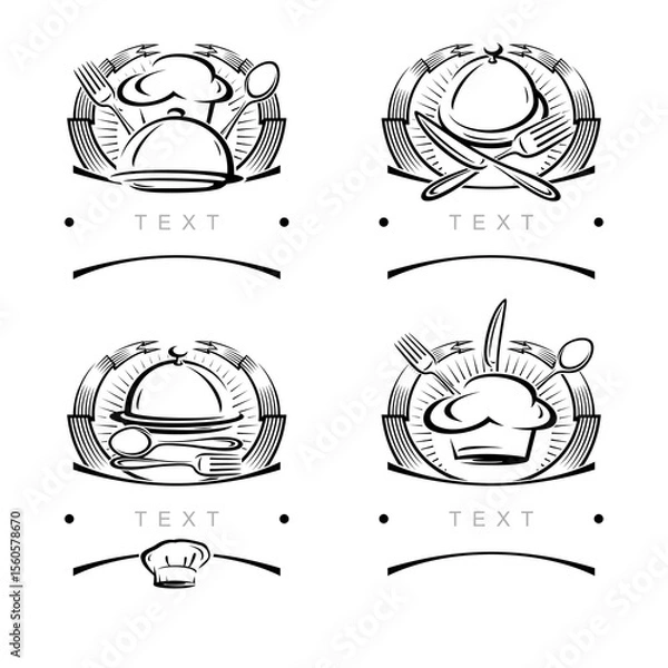 Fototapeta Restaurant label and icon set. Collection icon restaurant. Vector