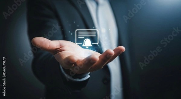 Obraz businessman touching virtual notification screen