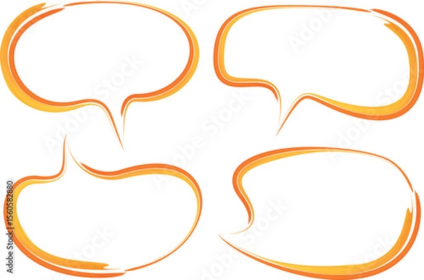 Fototapeta orange yellow colorful abstract decorative art stroke speech bubbles set