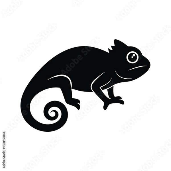 Fototapeta Chameleon vector silhouette lizard shape on white background for reptile jungle and camouflage art