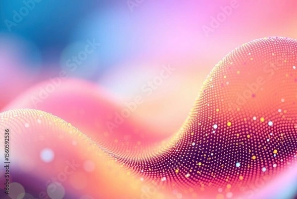 Fototapeta Wavy surface with dense colored dots abstract soft light