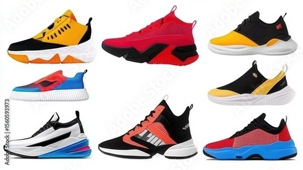 Obraz Illustration of cartoon shoes and other colorful sneaker types