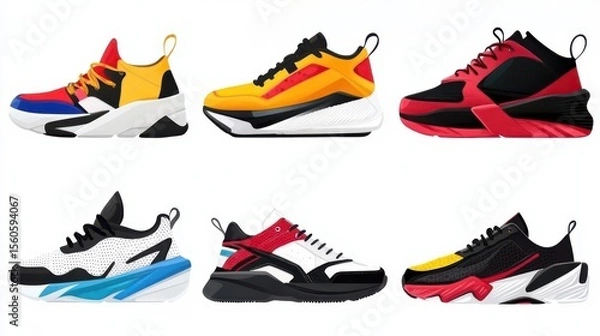 Obraz Illustration of cartoon shoes and other colorful sneaker types
