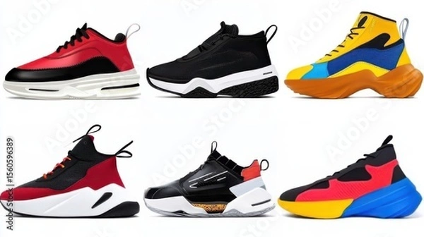 Obraz Illustration of cartoon shoes and other colorful sneaker types