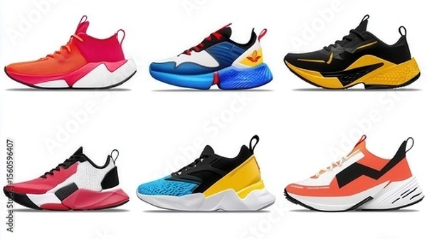 Obraz Illustration of cartoon shoes and other colorful sneaker types