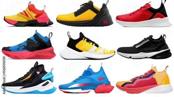 Obraz Illustration of cartoon shoes and other colorful sneaker types