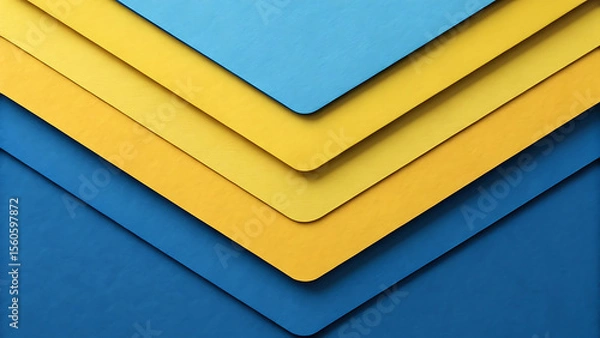 Fototapeta Abstract Geometric Composition with Overlapping Layers of Blue and Yellow Tones in a Modern and Minimalist Design