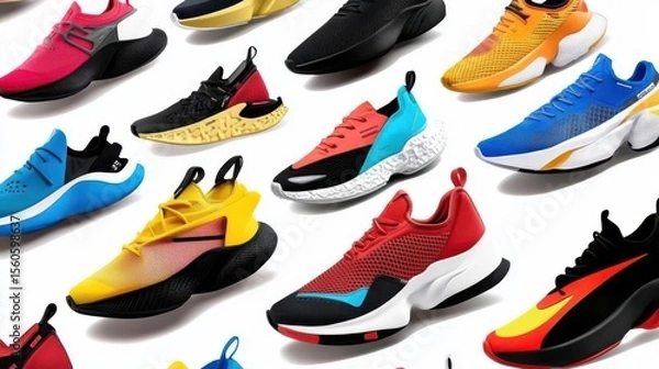 Obraz Illustration of cartoon shoes and other colorful sneaker types