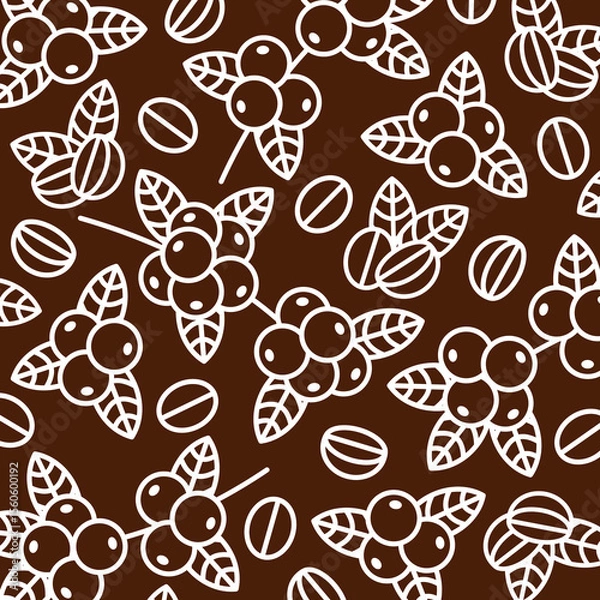 Fototapeta Coffee beans background pattern set. Coffee beans icon. Vector