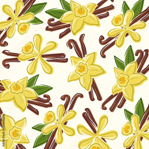 Fototapeta Vanilla background pattern set. Collection icon vanilla. Vector