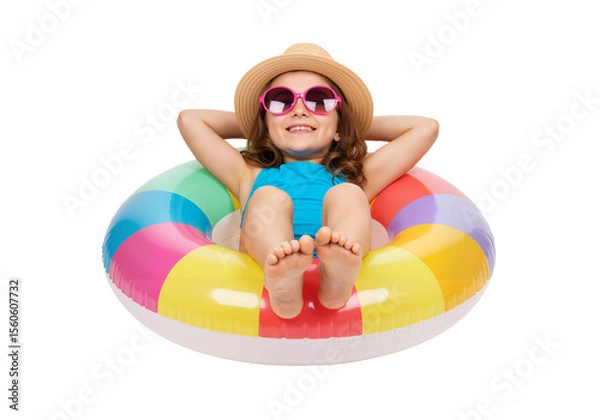 Fototapeta Girl Enjoying a Float in the Pool