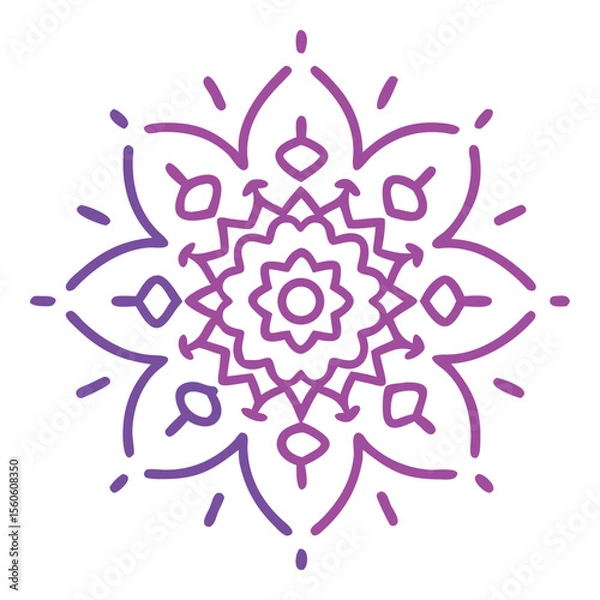 Fototapeta A highly detailed mandala artwork featuring symmetrical floral and geometric patterns, perfect for coloring books, meditation visuals, and artistic decor