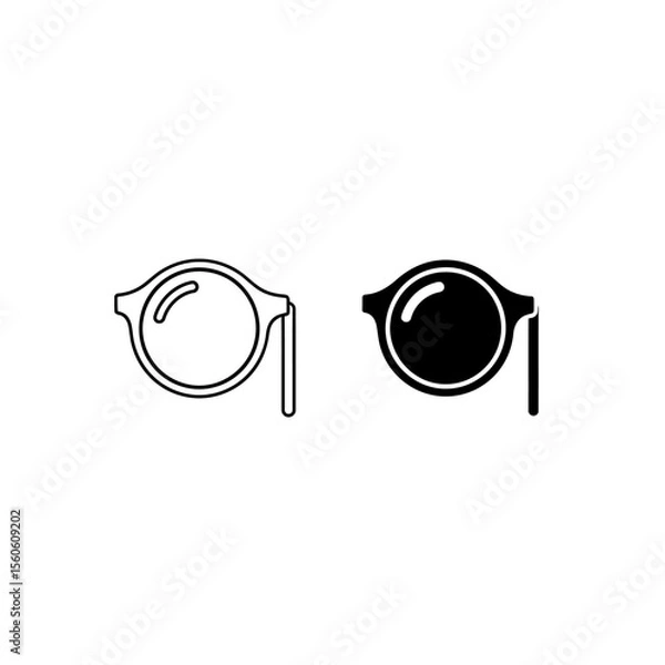 Fototapeta Monocles comparison showing outline version versus solid black version side by side with vs in the middle