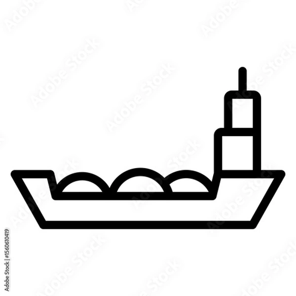 Obraz River Barge Vector Line Icon Design