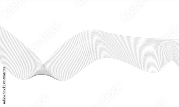 Obraz Abstract Wavy Line Vector Background – Flowing Curves Pattern on White Canvas
