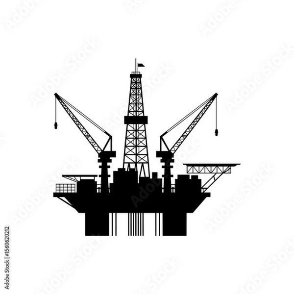 Fototapeta Offshore Oil Rig: A stark silhouette of an offshore oil rig, a symbol of the energy industry and resource extraction, against a clean backdrop.