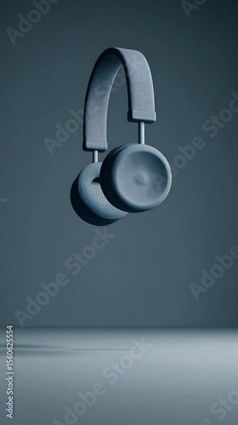 Fototapeta Gray headphones, 3D render
