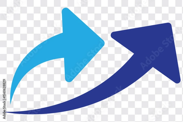 Obraz Sharp curved arrow icon. Black rounded arrow. Direction pointer pointing up