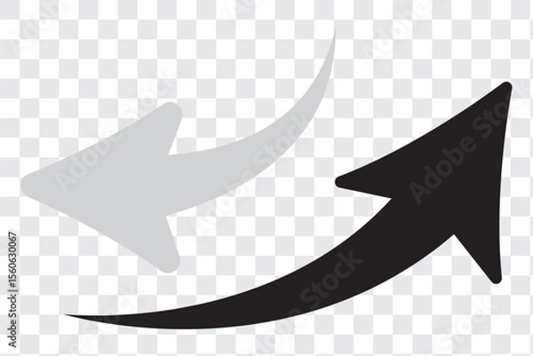Obraz Sharp curved arrow icon. Black rounded arrow. Direction pointer pointing up