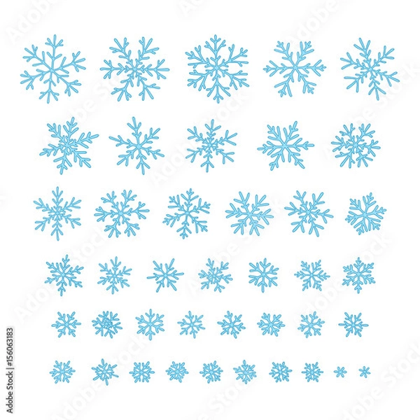 Obraz Set of different hand-drawn snowflakes
