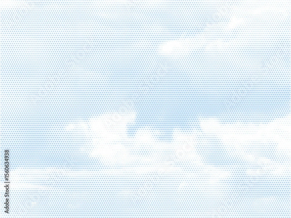Obraz Halftone dot cloud pattern. Blue sky pixel texture vector background with copy space.
