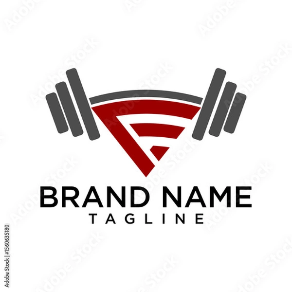 Fototapeta FitStrength a logo combining a barbell with the letter "F," representing strength and fitness