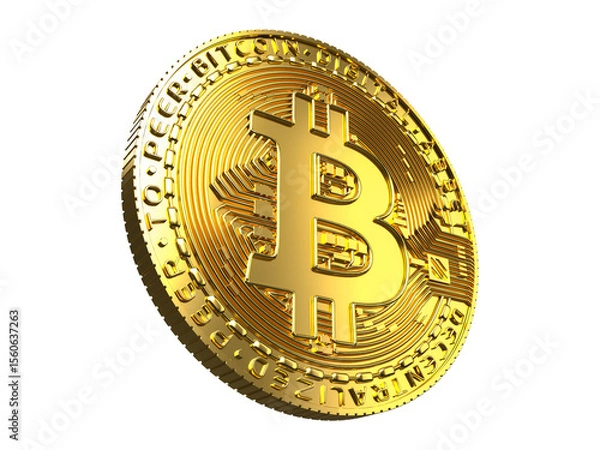 Fototapeta 黄金に輝くビットコインの３Dイラスト