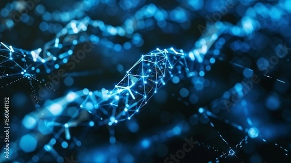 Fototapeta 3D illustration symbolizing global network, AI, neural networks in cyberspace