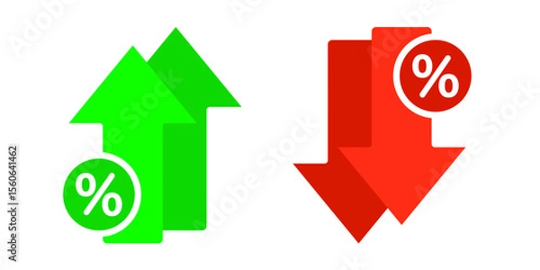 Obraz increasing and decreasing percent – vector icon set illustration
