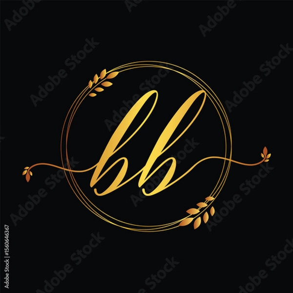 Obraz initial letter BB logo template with leaves ornament