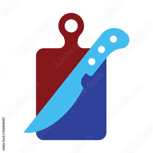 Obraz knife and chopping board logo template	