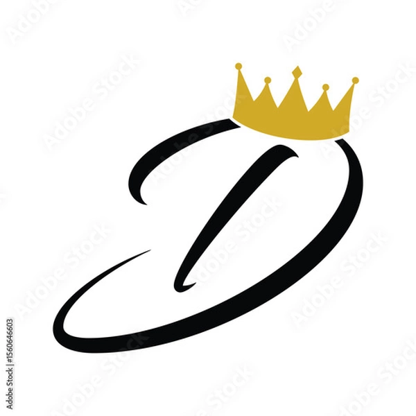 Obraz letter D initial logo template with crown	
