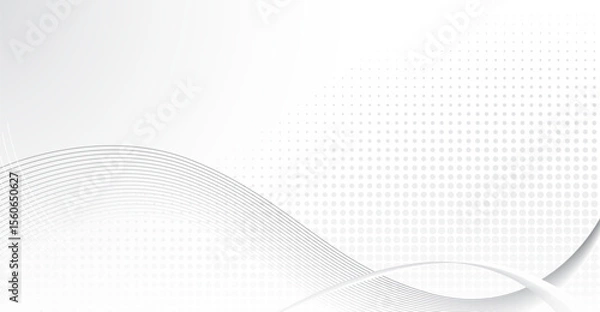 Fototapeta Sleek Silver Wave Pattern Background with Subtle Halftone Dots, Elegant Minimalist Design for Modern Presentations and Digital Media Projects, High-Resolution Texture