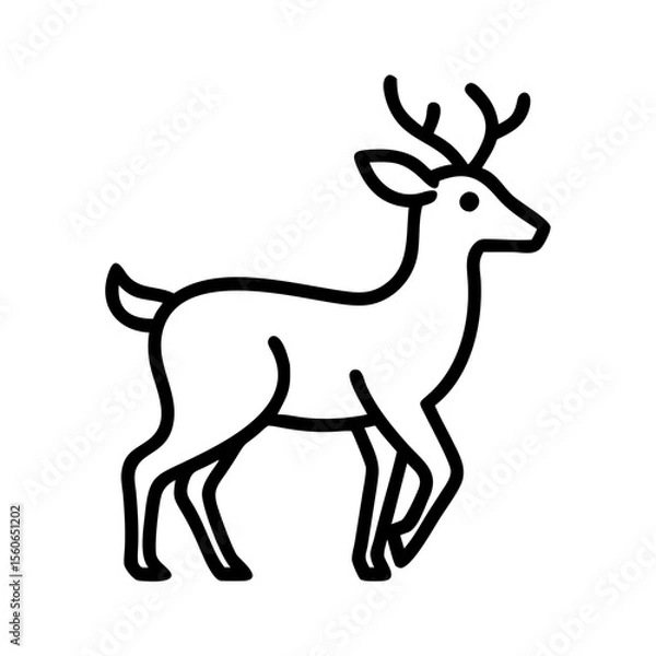 Obraz Line art illustration of a deer walking gracefully  