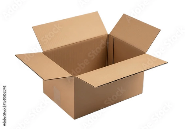 Fototapeta Empty brown cardboard shipping box isolated on a white background.