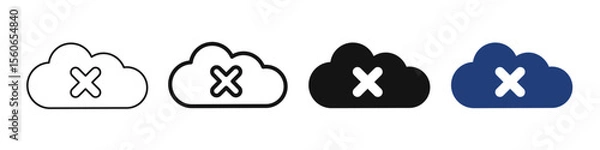 Fototapeta Cloud Error icon set. Editable design. Vector solid