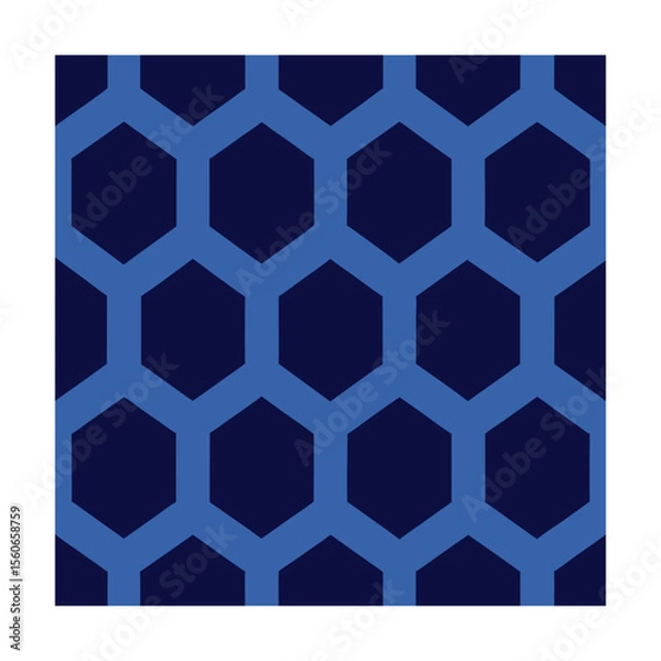 Fototapeta Seamless Repeating Dark Blue Hexagon Pattern Texture Background Design for Digital Paper