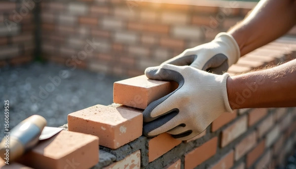Fototapeta worker with bricks