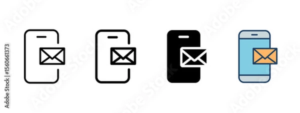 Fototapeta Message icon. Envelope on smartphone screen. New email notification vector illustration. Common in communication and inbox interfaces symbol. Mobile messaging and alert system sign. Email pictogram.