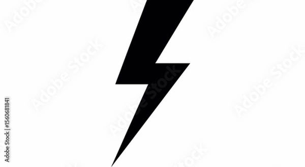 Obraz Bold Black Lightning Bolt Graphic on White Background