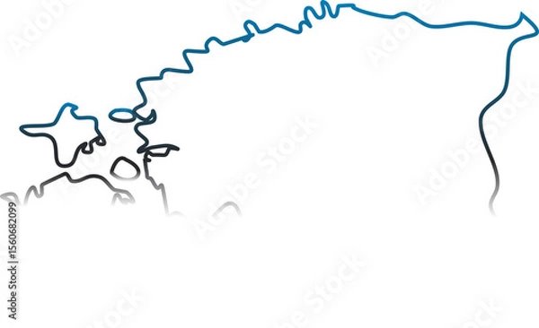 Fototapeta This image depicts the map of Estonia filled with the colors of the Estonian national flag: blue on top, black in the middle, and white at the bottom.