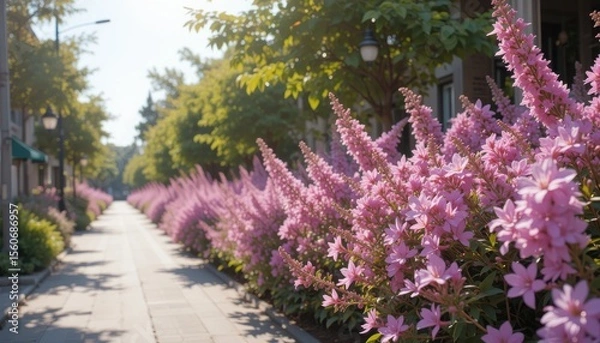 Obraz Syringa vulgaris and Nerium oleander frontal street